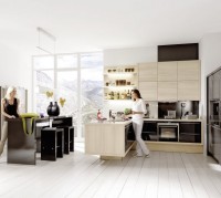 кухня Nova Lack переходящая в гостиную