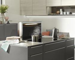 NK18336 Lux 36G   Quarzgrau Hochglanz   Manhattan 49D   Nordic Oak