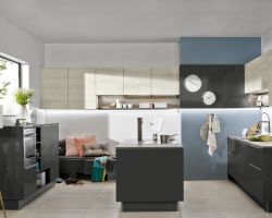 NK18342 Lux 36G   Quarzgrau Hochglanz   Manhattan 49D   Nordic Oak