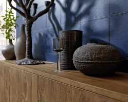 NK18669 Nova Lack 73T   Tiefblau Hochglanz   Legno 59T   Eiche Trueffel