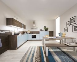 NK18712 Koje 22   Manhattan Uni Pastellblau   Artwood Nussbaum Kuba