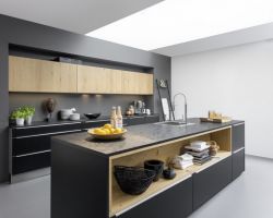 NK20185 Soft Lack 76Z   Schwarz softmatt   Legno 59C   Eiche Champagner