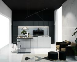 NK25439 Koje 04 Portland   Zement Saphirgrau   Carisma Lack   Schwarz softmatt