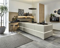 NK25447 Koje 21 Portland   Zement Saphirgrau   Tavola  Eiche Pinot